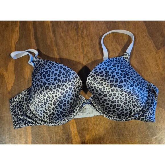 NWOT Maidenforn 34C Push Up Bra Grey Gray Leopard Cheetah Print Padded Underwire